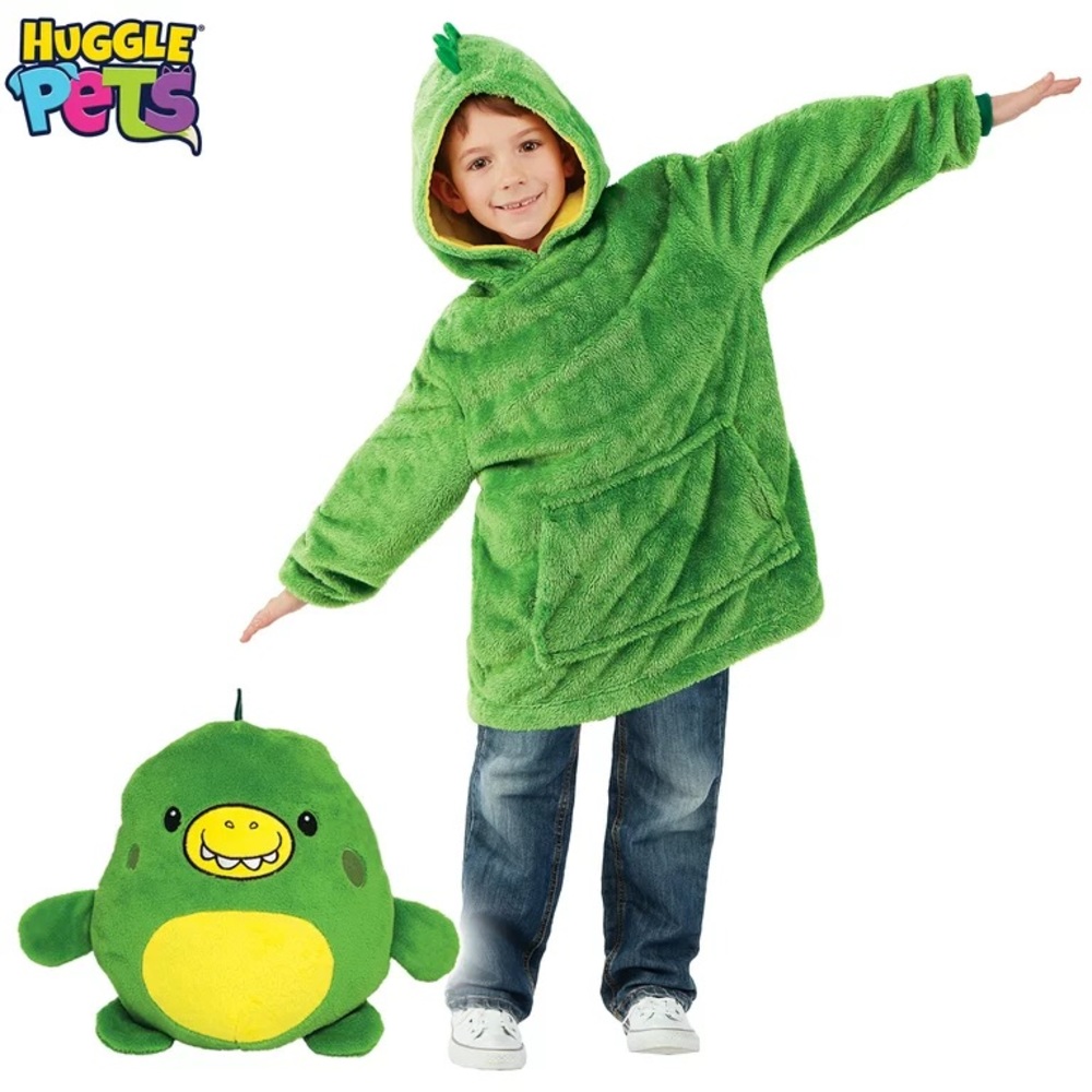 Huggle Pets Green Dinosaur Animal Hoodie Sweatshirt and Plush Toy - Picture 2 of 3